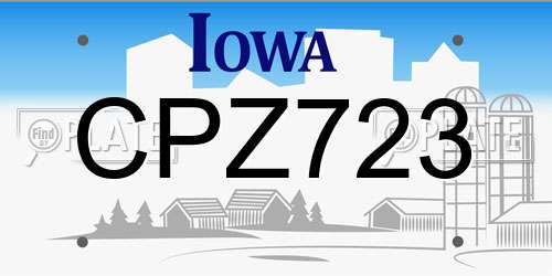 CPZ723 Iowa License Plate