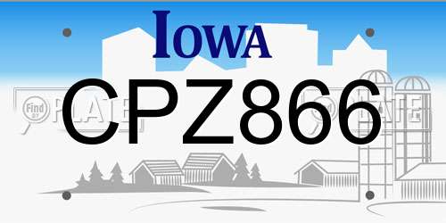 CPZ866 Iowa License Plate