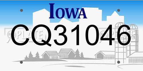 CQ31046 Iowa License Plate