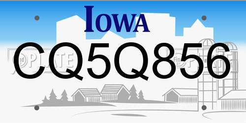 CQ5Q856 Iowa License Plate