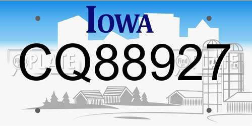 CQ88927 Iowa License Plate