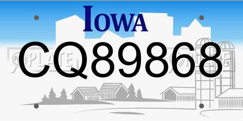 CQ89868 Iowa License Plate