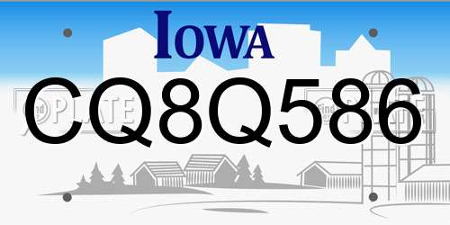CQ8Q586 Iowa License Plate
