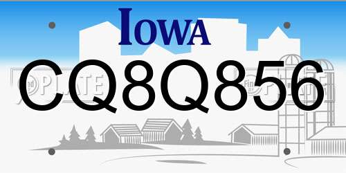 CQ8Q856 Iowa License Plate