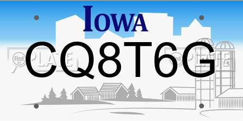 CQ8T6G Iowa License Plate
