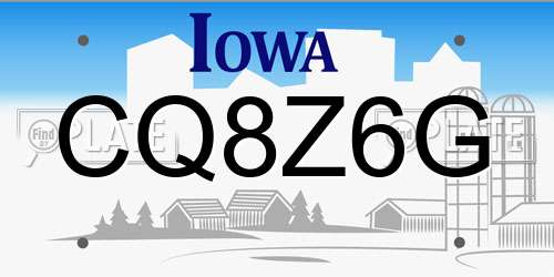 CQ8Z6G Iowa License Plate