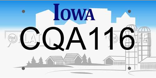 CQA116 Iowa License Plate