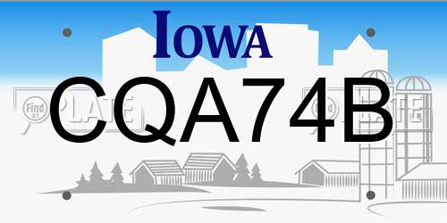 CQA74B Iowa License Plate