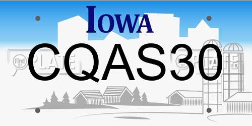 CQAS30 Iowa License Plate