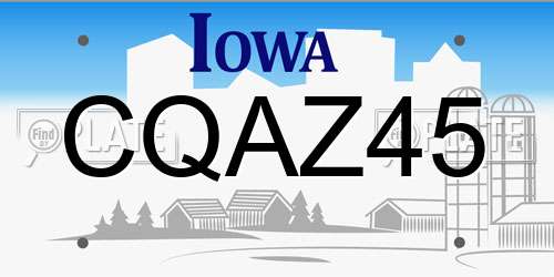 CQAZ45 Iowa License Plate