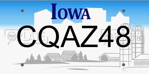 CQAZ48 Iowa License Plate
