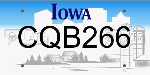 CQB266 Iowa License Plate