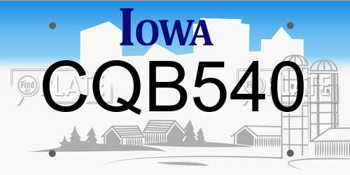 CQB540 Iowa License Plate