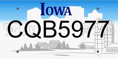 CQB5977 Iowa License Plate