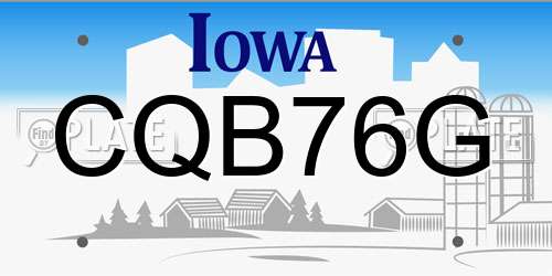 CQB76G Iowa License Plate