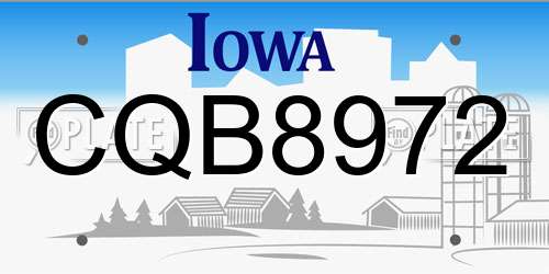 CQB8972 Iowa License Plate