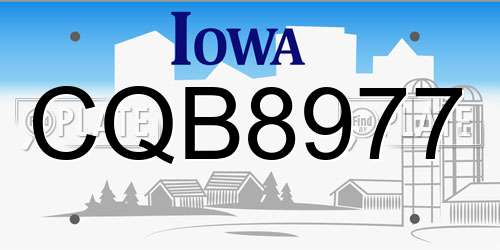 CQB8977 Iowa License Plate