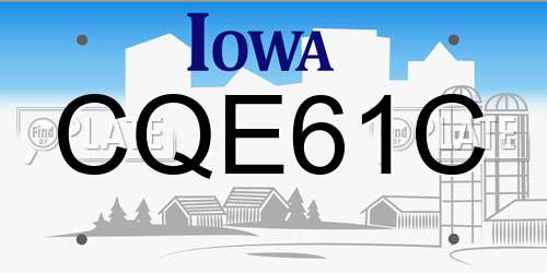 CQE61C Iowa License Plate