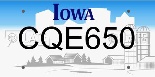 CQE650 Iowa License Plate