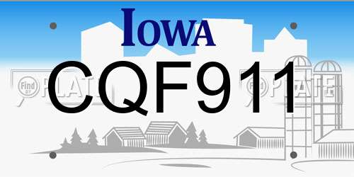 CQF911 Iowa License Plate