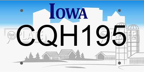 CQH195 Iowa License Plate