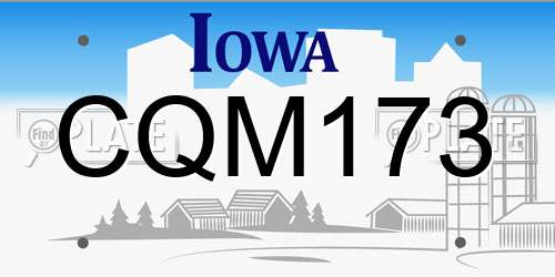 CQM173 Iowa License Plate
