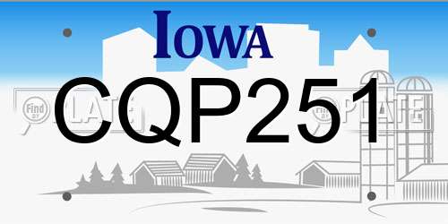 CQP251 Iowa License Plate