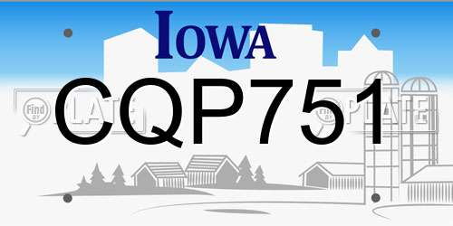 CQP751 Iowa License Plate