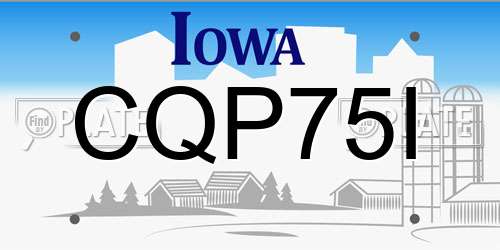 CQP75I Iowa License Plate