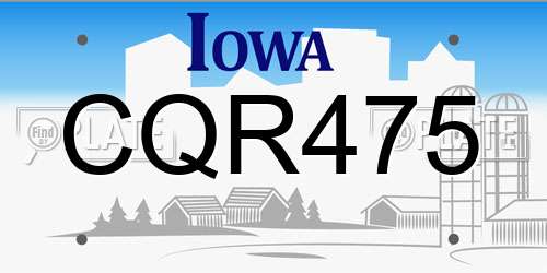CQR475 Iowa License Plate