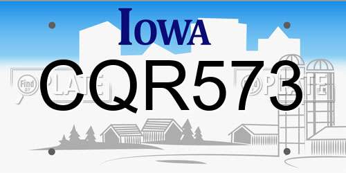 CQR573 Iowa License Plate