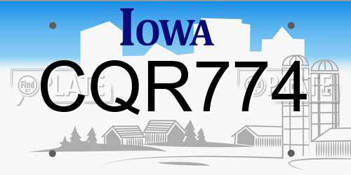 CQR774 Iowa License Plate