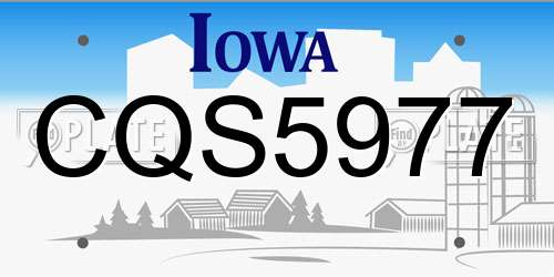 CQS5977 Iowa License Plate