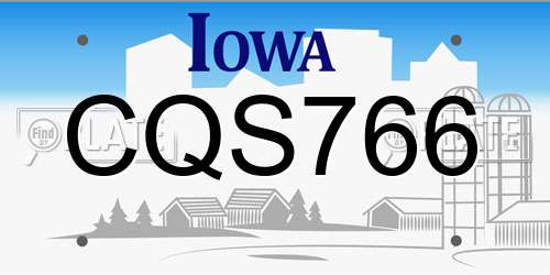 CQS766 Iowa License Plate