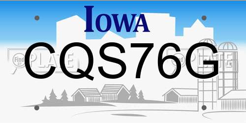 CQS76G Iowa License Plate
