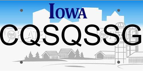 CQSQSSG Iowa License Plate