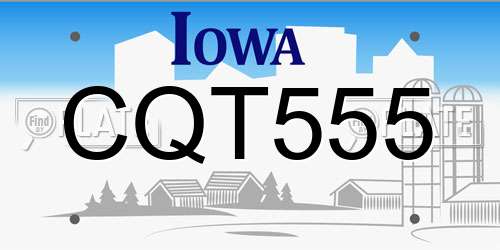 CQT555 Iowa License Plate