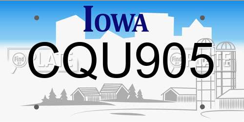 CQU905 Iowa License Plate