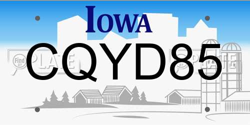 CQYD85 Iowa License Plate