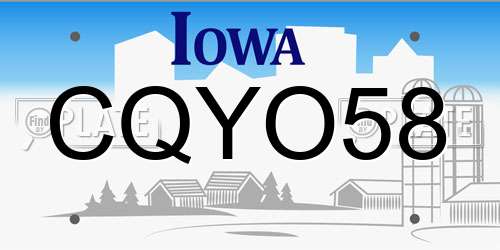 CQYO58 Iowa License Plate