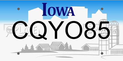 CQYO85 Iowa License Plate