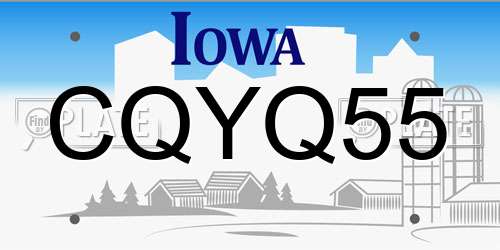CQYQ55 Iowa License Plate