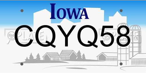 CQYQ58 Iowa License Plate