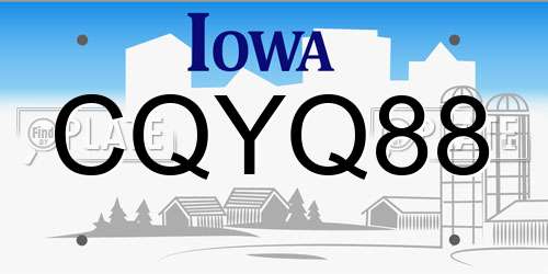 CQYQ88 Iowa License Plate