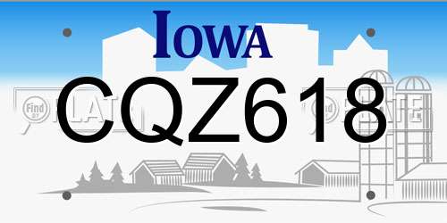 CQZ618 Iowa License Plate