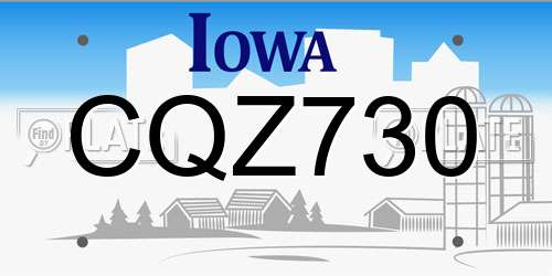 CQZ730 Iowa License Plate