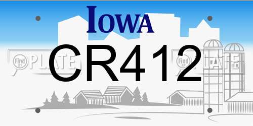 CR412 Iowa License Plate