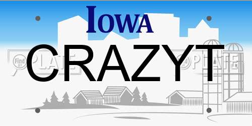 CRAZYT Iowa License Plate
