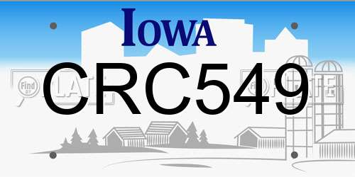 CRC549 Iowa License Plate