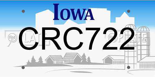 CRC722 Iowa License Plate